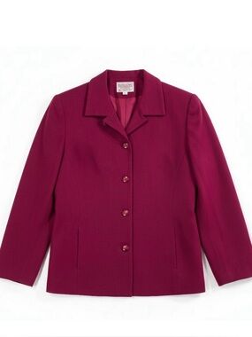Pendleton Virgin Wool Blazer Pink Tailored Petite Career Jacket Womens 12P